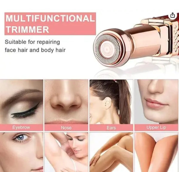 2 in 1 Painless Eyebrow & Facial Hair Remover | Rechargeable Trimmer with Light & USB
